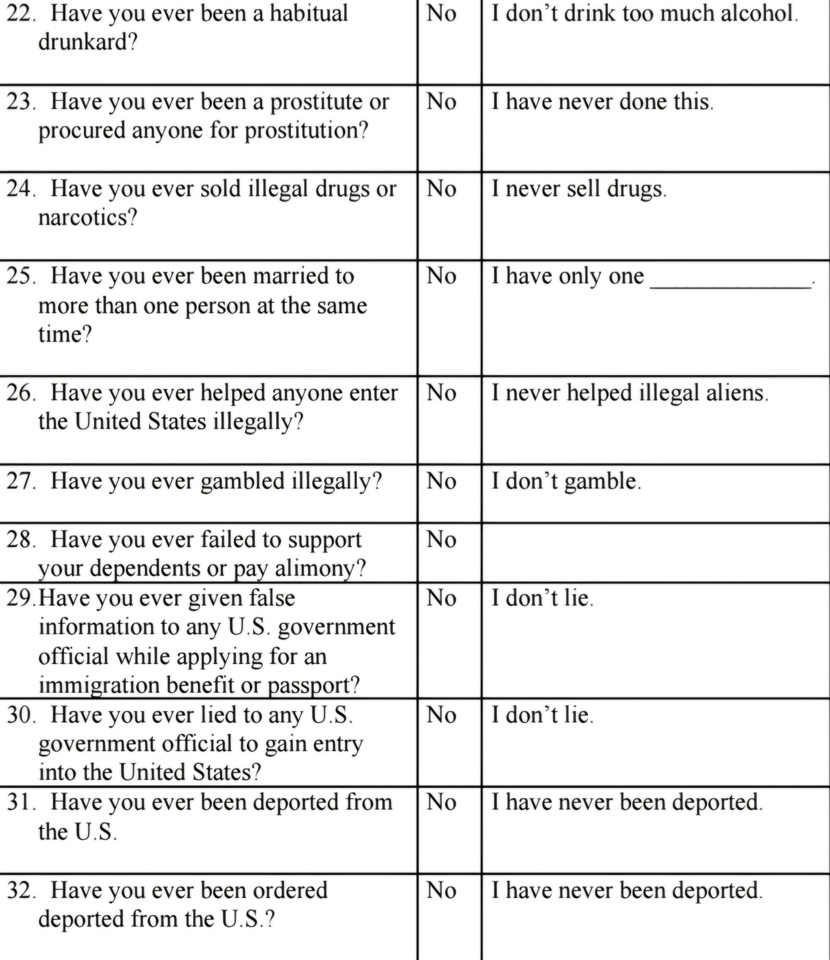 N-400 Yes/No questions page 3